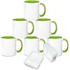MR.R Set di 6 Tazze a Sublimazione 11 oz Lavastoviglie Tazze da Caffè in Ceramica Tazza Interna Verde e Manico Tazze per Bere Latte Tè Cola Acqua