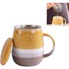 Xfeyaqlo Tazza con Filtro per Tisane 400ml, Tazza per Tisana con Infusore e Coperchio, Tazze The Ceramica, Adatta All'Uso Quotidiano - Giallo