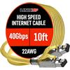 LINKUP - [Certificato GHMT e DSX8000 Cavo Connettore Ethernet Cat8 S/FTP 22AWG Cavo Solido Doppia Schermatura┃2000MHz 2GHz 40Gbit/s┃5ªGen di Rete LAN Ethernet 40G Cavi di Struttura┃Giallo┃3m (10ft)