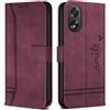 Bravoday Cover Per Oppo A78 4G, Custodia In Pelle PU Con Slot Per Schede E Portafoglio, Vino Rosso
