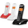 Motorola Voice - S1203 Trio di Telefoni Cordless Digitali SERIE S12 con Blocco Chiamate e Funzione Non Disturbare, Vivavoce, Rubrica Fino a 50 Nomi e Numeri
