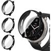 iVoler 3 Pezzi Clear Cover con Pellicola Protettiva per Amazfit Active 2 (Round Edition), Copertura Completa Custodia Anti-Graffio Ultra Sottile Morbida TPU Case, Nero