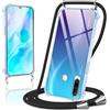 Coiwxmoi Cover per Huawei P30 Lite con Cordino 6,15,Trasparente Custodia con Laccio Tracolla Corda Catena Cinghia,Ultra Morbido Silicone TPU Antiurto Case per P30 Lite, Nero
