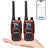 BAOFENG GT-5R Mini 5W Radio Doppia banda, Walkie-Talkie VHF/UHF, Programmazione tramite app wireless, 999 Canali, Doppio PTT, Porta di ricarica USB-C, Ricevitore Airband/FM, Ambra (confezione da 2)