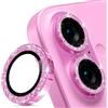 Coiwxmoi Protezione Fotocamera per iPhone 16/16 Plus,Glitter Posteriore Copri Telecamera Pellicola Vetro Camera Proteggi Obiettivo HD Trasparente Durezza 9H Anti-graffio Bling Lente,Rosa