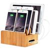 XPhonew Legno di bambù Desktop Multi-device Cords Organizer Stand and Charging Station Charger Dock Cradle Holder Compatible with iPhone 14 13 12 11 Pro Max iPad Mini 4 5 Samsung LG Smartphone Tablet