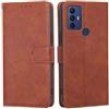 RankOne Cover per TCL 305 / TCL 306 / TCL 30E / TCL 30 SE (6.52 Inches), Custodia Flip Pelle Portafoglio, Magnetica Libro Bumper Cover Case - Marrone