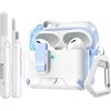 TiMOVO Custodia per Airpods Pro 3 (2025) con Clip di Sicurezza, Case Cover Rigida Protettiva Anticaduta per Apple AirPod Pro 3a Generazione con Gancio di Arrampicata e Kit di Pulizia, Blu + Bianco