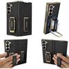 NIFBANG Custodia in pelle per Samsung Galaxy Z Fold 7, con supporto per dita, girevole a 360°, custodia in pelle, protezione per cerniera, antiurto, antigraffio, per Z Fold 7 cover (nero profondo)