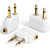 AXFEE Aereo Adattatore, 3Pezzi Adattatore Cuffie Volo Placcati in Oro, per Cuffie Universale Adattatore Aereo per Cuffie 3,5mm, Adattatori per Presa per Cuffie Aereo, per Sistemi Multimediali, Bianco