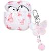 DiyGody Custodia Scintillante Compatibile con Airpods 4 Gen (2024) con Portachiavi, Cover Protettiva con Motivo di Farfalle Rosa per Donne, Case in TPU Ultrasottile AntiGraffio Antiurto Anti Scivolo