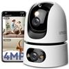 Imou 4K(4MP+4MP) Telecamera WiFi Interno con Doppia Lente, Telecamera da Interno un Tocco di Chiamata, Rilevamento Umano/Animali, Tracciamento Intelligente, Visione Notturna a Colori, 5/2,4Ghz