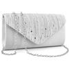 TINDTOP Pochette da donna, per la sera, formale pochette a spalla, busta, per feste, matrimoni, cocktail e balli, Argento