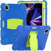 YEOU Samsung Tab S6 Lite P610 P610 con supporto, durevole, ibrido, resistente agli urti, resistente, a tre strati, custodia protettiva in silicone per tablet bambini (blu+verde giallo)