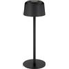 goobay Lampada da tavolo a LED ricaricabile 25 cm, 3 livelli di luminosità, comando touch, 150 lm, 3000 K, bianco caldo, autonomia fino a 12 ore, IP44, cavo di ricarica USB-C incluso - nero, 77675