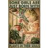 Cusde Targa in metallo retrò con scritta in inglese Some Girls are Just Born with Plants in Their Souls, decorazione da parete per casa, bar, cucina, fattoria, cortile, regali per ragazze e donne, 20 x 30