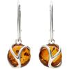 Designer Inspirations Boutique Orecchini pendenti in argento Sterling 925 con chiusura a monachella e ambra baltica color miele a spirale, per donne/signore, stile Art Déco, con ambra color cognac, 070444, Argento sterling, Ambra