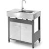 Ompagrill Cucina da esterno modulare ompagrill indian lavello in acciaio inox grigio 78,2x45,5x113 cm