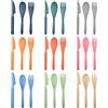 IDISON Posate in plastica riutilizzabili in 9 colori con coltelli, forchette e cucchiai, set di utensili portatili per bambini adulti, stoviglie da campeggio utensili per cucina, lavabili in lavastoviglie