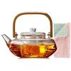 Cosy YcY Teiera in vetro da 800 ml con colino, con manico in bambù e infusore per tè sfuso, sicura sul piano cottura, bollitore per tè e macchina per il tè
