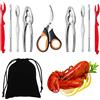 Artcome Set di strumenti per frutti di mare: 2 cracker per granchi, 2 sgusciatori per aragosta, 2 forchette per frutti di mare, 2 forchette larghe per granchi, 1 forbici per frutti di mare e 1