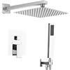 SaniteModar Set Doccia Incasso Cromo, Miscelatore Doccia Incasso con 40x40cm Soffione, kit Doccia Incasso con Doccetta