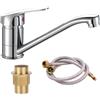 BCENG Rubinetto da cucina cromato girevole a 360°, con cartuccia in ceramica da 60 cm, tubo dell'acqua fredda/calda, miscelatore monocomando per lavabo singolo e doppio per cucina e bagno