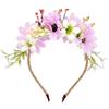 JZK Cerchietto fascia fiori margherita viola-rosa chiaro per bambina e donna per matrimonio damigella d'onore sposa tiara ghirlanda corona fiore