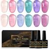 Shining She Smalto Semipermanente Unghie Trasparente, 6 Colori Glitter Jelly Rosa Sakura Rosa Blu Verde Viola Smalti Semipermanenti per Unghie Soak Off UV LED Nail Salon per Principianti,8ML