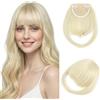 Benehair Frangia Clip Capelli Naturale Extension Frangetta Finta con Clip Sintetica French Bangs Fringe Hairpiece Posticci Adatto a Donna(Biondo, 30g)
