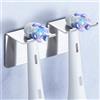 GGQ Portaspazzolino elettrico supporto per spazzolino da denti senza foratura, supporto per testine di ricambio in antiruggine, supporto per spazzolino da denti montaggio a parete (Argento, Piccola)