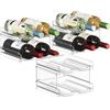 Lifewit Portabottiglie Impilabile in Plastica per Frigorifero, Armadio, Bancone, Set di 3 Portabottiglie da Vino, Organizer per Bottiglie d'Acqua Può Contenere 12 Bottiglie, Nero