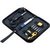 goobay Set di saldatura Starter 12 pezzi con saldatore (100-500 °C), 5 punte di saldatura, supporto, pompa dissaldante, spellafili, pinzette, stagno per saldatura, spugna - 77995