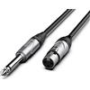 Audibax Silver Cavo XLR femmina a jack mono - Lunghezza 0,90 metri - Connettori OFC ad alta trasmissione del segnale - Rivestito in PVC - Massimo isolamento - Diametro 6 mm - Colore nero