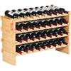VEVOR Portabottiglie Impilabile Capienza 36 Bottiglie, Portabottiglie in Bambù Solido 4 Ripiani, Portabottiglie Indipendente, Ripiani Anti-scuotimento per Bar Cantina Enoteca