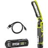 Ryobi RLI4-120G Lampada Magnetica da Lavoro 4V USB Lithium, Luce Magnetica LED, Testa Rotante, Compatta e Portatile, Batteria Inclusa