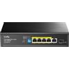 Cudy GS1005PTS1 Switch Gigabit PoE+ a 5 porte, PoE/PoE +, budget PoE 120 Watt, massimo 60 watt una porta, 4 porte PoE, 1 porta RJ45 uplink, 1 SFP, 802.3 at/af, VLAN, estensione a 250 metri