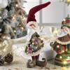 MASCAGNI CASA Decorazione Natalizia Babbo Natale in Resina con Luci LED 32cm Verde Rosso