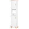 kleankin Mobile Salvaspazio Bagno in Legno Bianco, Mobile a Colonna con Armadietti e Cassetto 39x30x180cm|Aosom