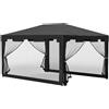 Outsunny Gazebo 4x3 m Pieghevole con Zanzariera e 2 Ingressi, in Metallo e PE, Grigio Scuro