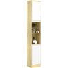 HOMCOM Mobile Colonna Bagno Salvaspazio in Legno con 2 Armadietti e Ripiani, 30x24x170 cm, Rovere e Bianco