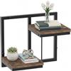 Relaxdays mensola sospesa Stile Industriale, Metallo/Legno, HxLxP: 29x32,5x19 cm, 2 Ripiani