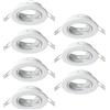 Eglo Set 7 faretti da incasso Agulo, lampada da soffitto orientabile, plafoniera rotonda senza lampadina, acciaio bianco, attacco GU10, Ø 8,6 cm
