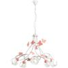 ONLI Lampadario 5 luci in Metallo Bianco con Farfalle Rosa