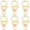 Beebeecraft 1 Scatola 20 Pezzi Fermagli A Forma di Cuore in Ottone Placcato Oro 18K Fermagli A Forma di Moschettone per Gioielli Collane Bracciale