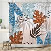 Bovlleetd Pianta Astratta Tenda da Doccia 180x200cm Boho Botanico Acquerello Mid-Century Tropicale Pianta, Impermeabile Lavabile in Poliestere Tende da Bagno con 12 Ganci per Vasca da Bagno