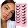 Oreola Ciglia Finte Ciglia Cat Eye Testurizzate con Fascia Trasparente Ciglia Finte Visone Ciglia Ciuffi Soffici Potenziate Naturali 7 Paia