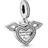 PANDORA Passions Pendente a forma di cuore e ali di in argento Sterling con zirconi cubici trasparenti