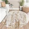 Famibay Tappeti Soggiorno Rotondi 150cm Moderni Astratti Beige Marrone Lavabili Tappeti Circolari Area Camera da Letto Tappeto Rotondo a Pelo Corto 5mm Sottile Antiscivolo per Sala da Pranzo Camera