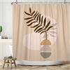 ASDCXZ Tenda da doccia in stile bohémien, 180 x 180 cm, stile astratto moderno, stile boho, foglie marroni, beige, lavabile, tenda da doccia in poliestere impermeabile per vasca da bagno con 12 ganci